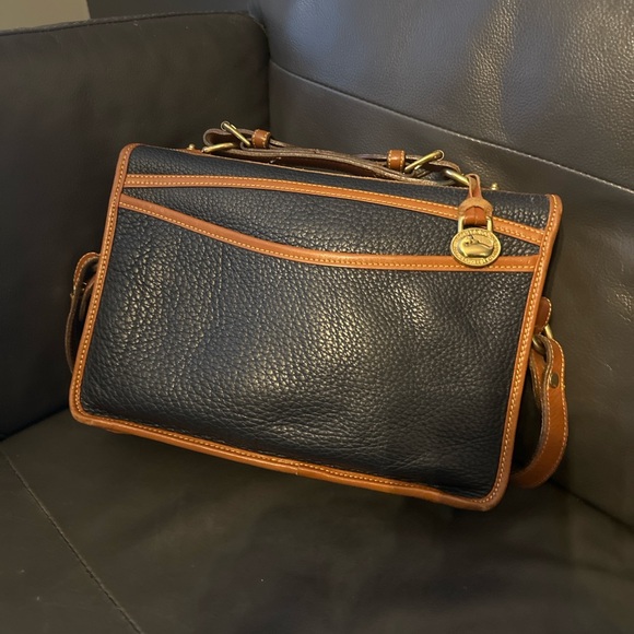 Dooney & Bourke Dark Navy and Brown Crossbody Bag - Picture 6 of 11